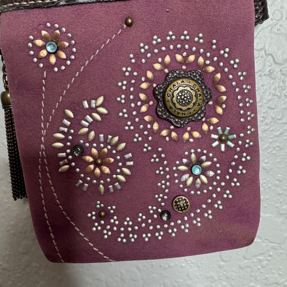 Chala Dazzled Purple Paisley Cell Phone Crossbod Purse adustable strap in - Picture 4 of 15